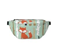 WSHFFILO Carino Fox Bear Bird Bunny Albero Stampato Crossbody Marsupio Casual Borsa Petto