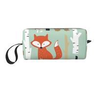 WSHFFILO Carino Fox Bear Bird Bunny Albero Stampato Ricevere Borsa Portapenne Piccolo Trucco Bag