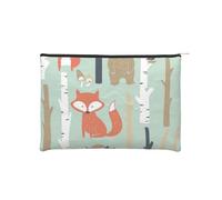 WSHFFILO Carino Fox Bear Bird Bunny Tree carta stampata riutilizzabile Cosmetic Bag Makeup Bag Travel Toiletry Bag