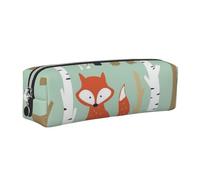 WSHFFILO Carino Fox Bear Bird Bunny Tree stampato in pelle astuccio matita astuccio, Argento, Taglia unica, Portamonete