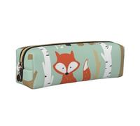 WSHFFILO Carino Fox Bear Bird Bunny Tree stampato in pelle astuccio matita astuccio, Oro, Taglia unica, Portamonete