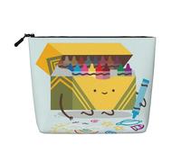 WSHFFILO Carino pastelli scatola stampata canapa finta borsa trucco viaggio toilette borsa cosmetica borsa pochette, Nero , Taglia unica