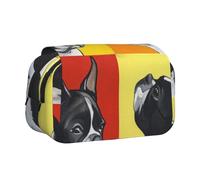 WSHFFILO Carino Pug Stampato Doppio Clamshell Pen Case Matita Sacchetto Portatile Cancelleria Bag, Nero , Taglia unica, Portamonete