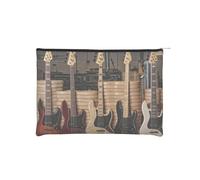 WSHFFILO Chitarra Basso Strumenti Musicali Carta Stampata Sacchetto Cosmetico Riutilizzabile Borsa Trucco Borsa Da Viaggio Toiletry Bag
