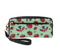 WSHFFILO Coccinelle rosse su uno sfondo blu stampato astuccio piccolo trucco borsa portatile cancelleria Pouch