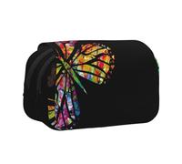 WSHFFILO Colorato Farfalla Stampato Doppio Clamshell Pen Case Matita Sacchetto Portatile Cancelleria Bag, Nero , Taglia unica, Portamonete