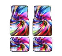 WSHFFILO Colorato Tie Dye stampato Car Floor Mat Set di quattro tappetini antiscivolo per auto
