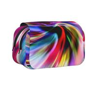 WSHFFILO Colorato Tie Dye Stampato Doppio Clamshell Pen Case Matita Sacchetto Portatile Cancelleria Bag, Nero , Taglia unica, Portamonete
