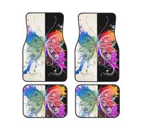 WSHFFILO Colorful Butterfly Pattern stampato Car Floor Mat Set di quattro tappetini antiscivolo per auto