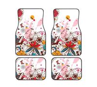 WSHFFILO Colorful fiore farfalla stampato Car Floor Mat Set di quattro tappetini antiscivolo auto