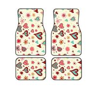 WSHFFILO Colorful Heart Pattern stampato Car Floor Mat Set di quattro tappetini antiscivolo per auto