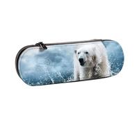 WSHFFILO Cool Animal White Polar Bear Stampato Astuccio in pelle astuccio per cancelleria portatile