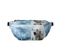 WSHFFILO Cool Animal White Polar Bear Stampato Crossbody Marsupio Casual Petto Bag