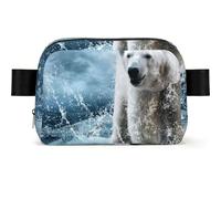 WSHFFILO Cool Animal White Polar Bear stampato quadrato alla moda marsupio alla moda borsa da petto casual