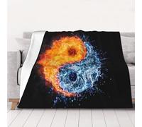 WSHFFILO Coperta calda in micro pile ultra morbida stampata con acqua di fuoco yin yang