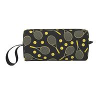 WSHFFILO Divertente borsa per il trucco con racchette da tennis e palline da tennis stampate