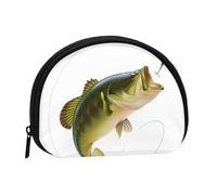 WSHFFILO Esca con lenza da pesca che mangia pesciolini stampati, borsa portaoggetti mini portamonete, Nero , Taglia unica