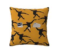WSHFFILO Federa decorativa per cuscino decorativo in lino con stampa scimmia Gibbon nera