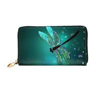 WSHFFILO Galaxy Animal Dragonfly portafoglio in pelle stampata lunga pochette portatile da viaggio portafoglio, Nero , Taglia unica