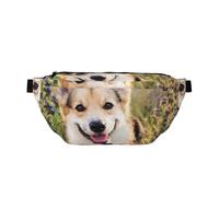 WSHFFILO Happy Corgi - Marsupio con stampa di cane Corgi, stile casual