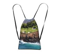WSHFFILO Hawaii Beach Golf Course Borsa di immagazzinaggio con uno zaino con coulisse tracolla pack Gym Bag