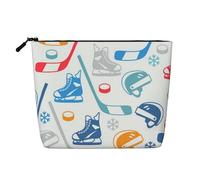 WSHFFILO Hockey Elements Creativo Fantasia Stampato Finta Canapa Makeup Bag Viaggio Toiletry Bag Cosmetic Bag Pochette, Nero , Taglia unica
