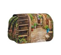 WSHFFILO Italia Toscana Stampato Doppio Clamshell Pen Case Pencil Pouch Portable Stationery Bag, Nero , Taglia unica, Portamonete