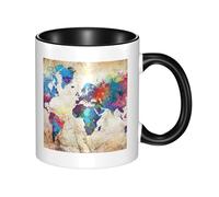 WSHFFILO Mappa del mondo astratta stampata tazza di ceramica tazza tazza di caffè tazza