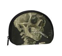 WSHFFILO Mini organizer per monete con scheletro con stampa di sigaretta accesa, Nero , Taglia unica