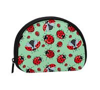 WSHFFILO Mini portamonete con coccinelle rosse su sfondo blu stampato, Nero , Taglia unica