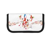 WSHFFILO Musica Farfalla Stampato Canvas Pen Case Matita Sacchetto Portatile Cancelleria Pouch, Nero , Taglia unica, Portamonete