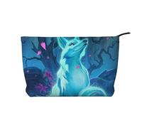 WSHFFILO Pochette da viaggio in velluto a coste con stampa di volpe blu magica, Nero , Taglia unica
