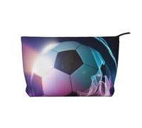 WSHFFILO Pochette da viaggio in velluto a coste stampato con palla da calcio di fuoco, Nero , Taglia unica