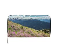 WSHFFILO Portafoglio lungo in pelle stampata a mano portafoglio in pelle con stampa montagne, Nero , Taglia unica