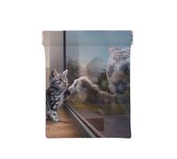 WSHFFILO Portamonete in pelle con stampa animalier Cat and Reflection Tigre, bianco, Taglia unica