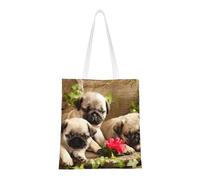 WSHFFILO Puppys - Borsa a tracolla riutilizzabile con stampa di carlino
