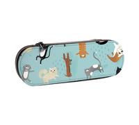 WSHFFILO Raining Cats & Dogs - Astuccio in pelle stampata per cancelleria portatile