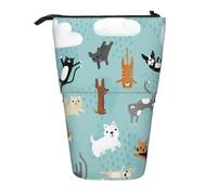 WSHFFILO Raining Cats & Dogs - Astuccio telescopico per matite con stampa di cani e gatti