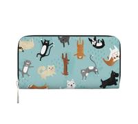 WSHFFILO Raining Cats & Dogs Portafoglio a mano in pelle stampata lunga pochette portafoglio in pelle, Nero , Taglia unica