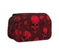 WSHFFILO Red Skulls - Astuccio per penne a conchiglia con stampa a doppia conchiglia, astuccio per cancelleria portatile, Nero , Taglia unica, Portamonete