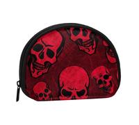 WSHFFILO Red Skulls - Mini portamonete con stampa di teschi, Nero , Taglia unica