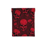 WSHFFILO Red Skulls - Portamonete in pelle stampata con teschi, bianco, Taglia unica, Classico