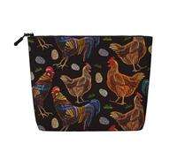 WSHFFILO Sacchetto cosmetico della borsa di trucco della canapa stampata della stampa del pollo della borsa cosmetica della borsa della pochette, Nero , Taglia unica