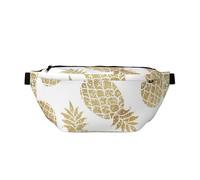 WSHFFILO Sfondo dorato ananas stampato Crossbody Marsupio Casual Borsa Petto