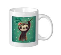 WSHFFILO Simpatico bradipo stampato tazze tazza bianca tazza da caffè