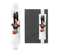 WSHFFILO Simpatico portapenne in pelle con stampa di cucciolo di carlino Happy Birthday, bianco, Taglia unica, Portamonete