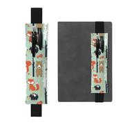 WSHFFILO Simpatico portapenne in pelle stampata con volpe, orso, uccello, coniglio, albero, portapenne e segnalibro, Nero , Taglia unica, Portamonete