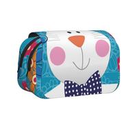 WSHFFILO Spring Happy Easter Holiday Stampato Doppia Clamshell Pen Case Matita Sacchetto Portatile Cancelleria Bag, Nero , Taglia unica, Portamonete