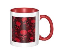 WSHFFILO Tazza da caffè in ceramica stampata con teschi rossi