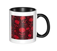 WSHFFILO Tazza da caffè in ceramica stampata con teschi rossi
